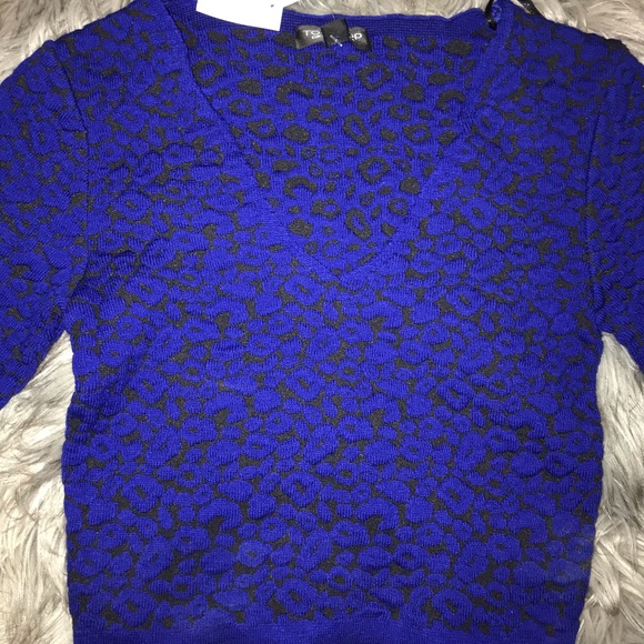Topshop cheetah detail crop sweater NWT - Picture 2 of 3